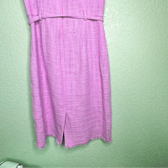 J. Crew Belted Textured Tweed Sheath Dress in Sundrenched Peony Pink Sz 4 - Picture 8 of 12